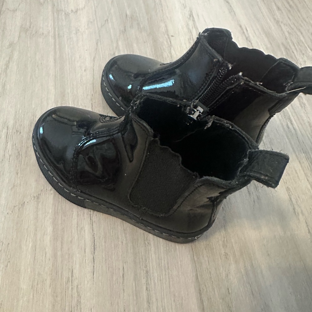 Kids Black Patent Leather Boots